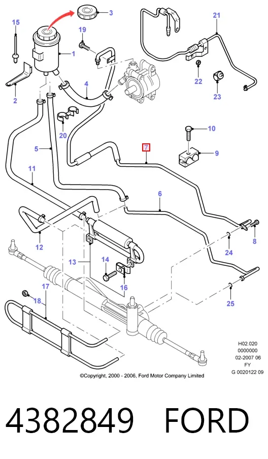 Шланг гідропідсилювача 4382849 Ford