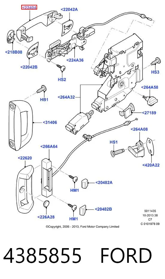 Ручка передньої двері зовнішня 4385855 Ford