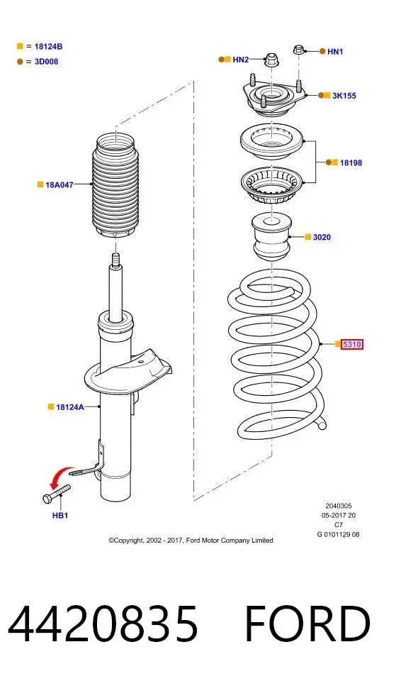 Пружина передня 4420835 Ford