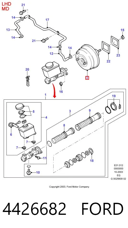 Підсилювач гальм 4426682 Ford