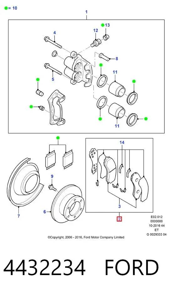 Передні тормозні колодки 4432234 Ford
