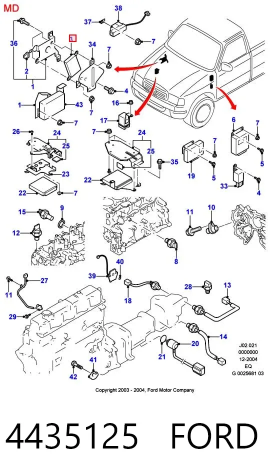 Електронний блок керування двигуном 4435125 Ford