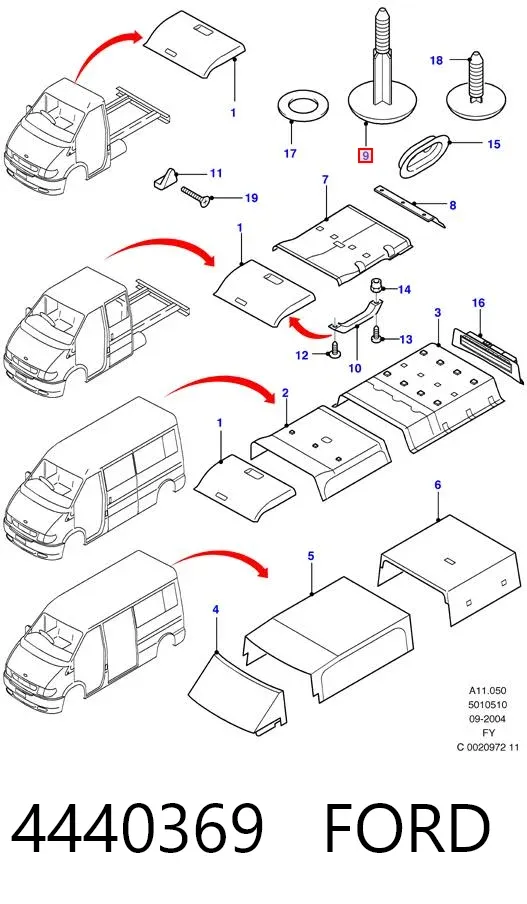 Пістон (кліп) кріплення обшивки дверей 4440369 Ford