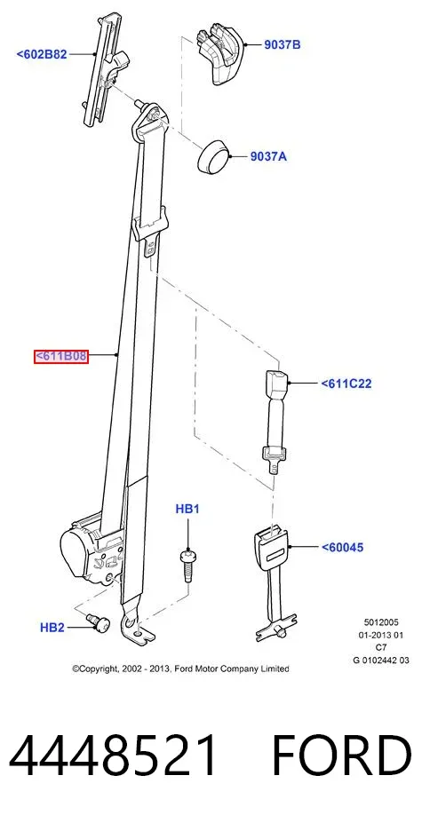 Пасок безпеки передній правий 4448521 Ford