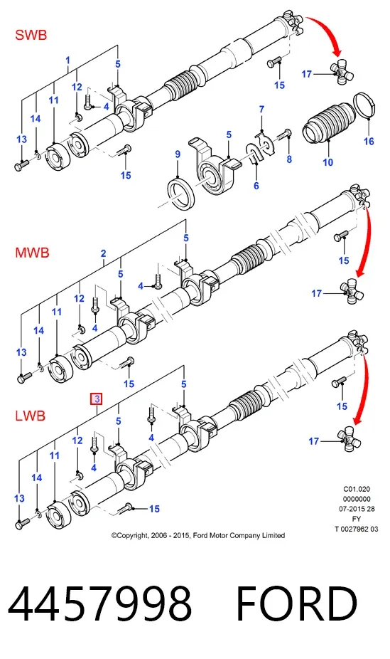 Кардан задній 4457998 Ford