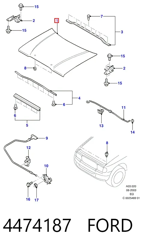 Капот Ford Ranger EQ