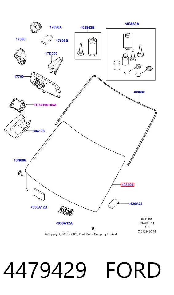 Лобове скло 4479429 Ford