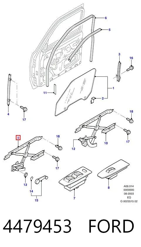 Склопідйомник передньої лівої двері 4479453 Ford