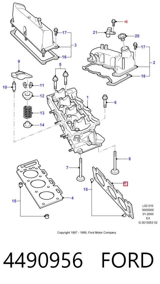 Прокладка головки блока циліндрів (ГБЦ), ліва 4490956 Ford
