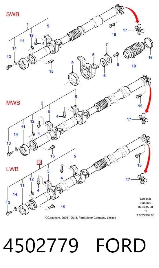 Кардан задній 4502779 Ford