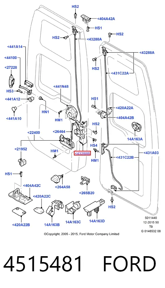 Замок задньої правої двостулкової двері 4515481 Ford