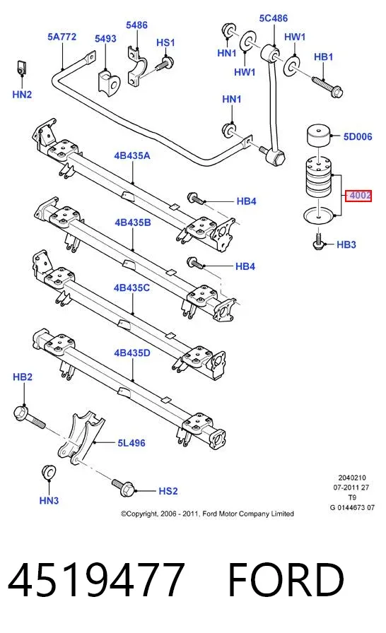 Відбійник задньої ресори 4519477 Ford