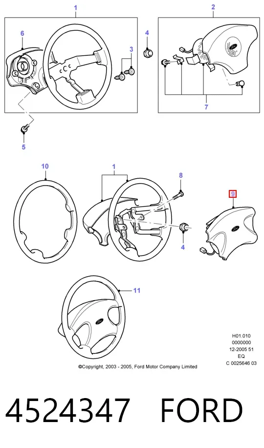 Подушка безпеки, водійська, AIRBAG 4524347 Ford
