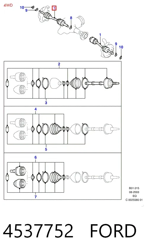 Піввісь (привід) передня 4537752 Ford