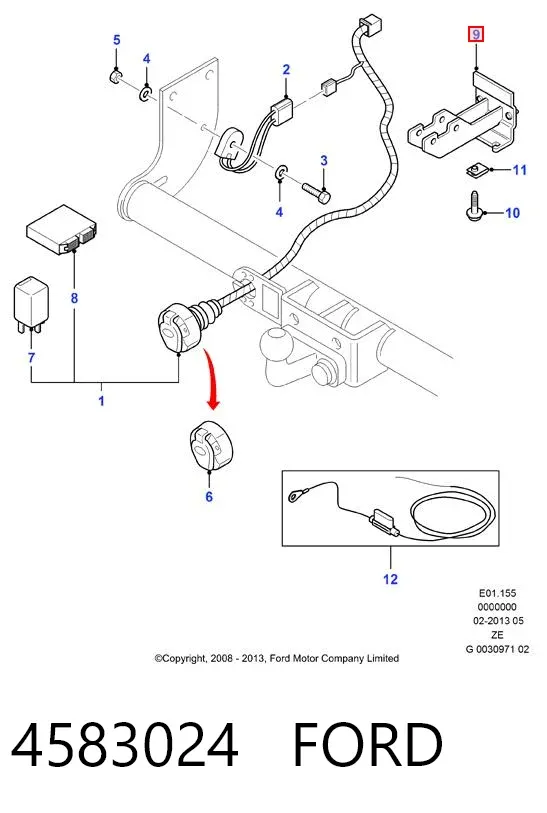 Кронштейн бампера заднього, правий 4583024 Ford