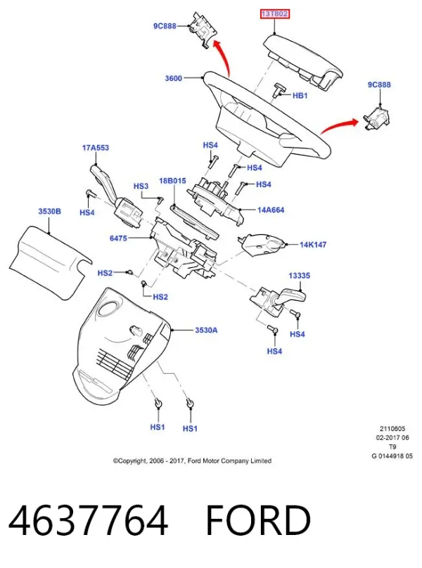 Подушка безпеки, водійська, AIRBAG 4637764 Ford