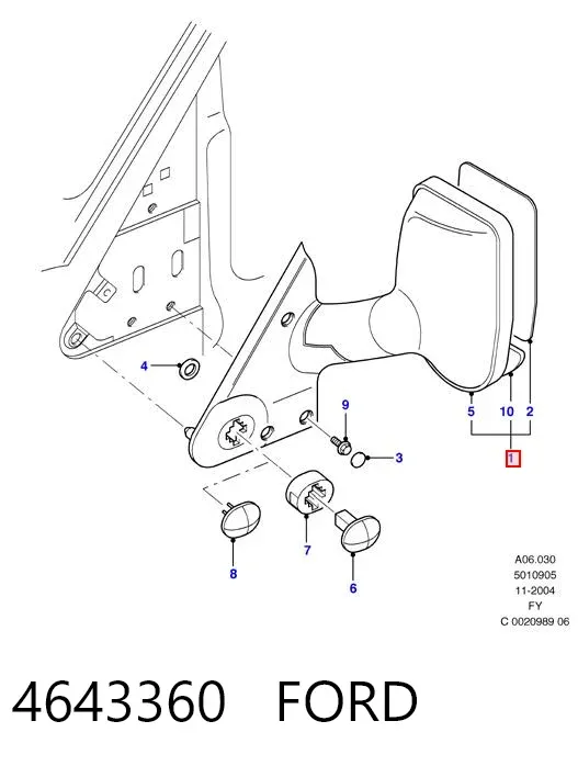 Дзеркало праве 4643360 Ford