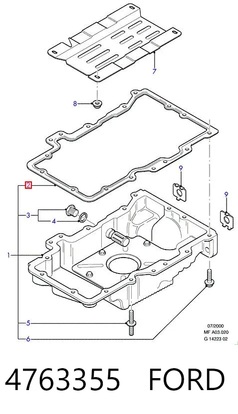 Прокладка піддону картера двигуна 4763355 Ford