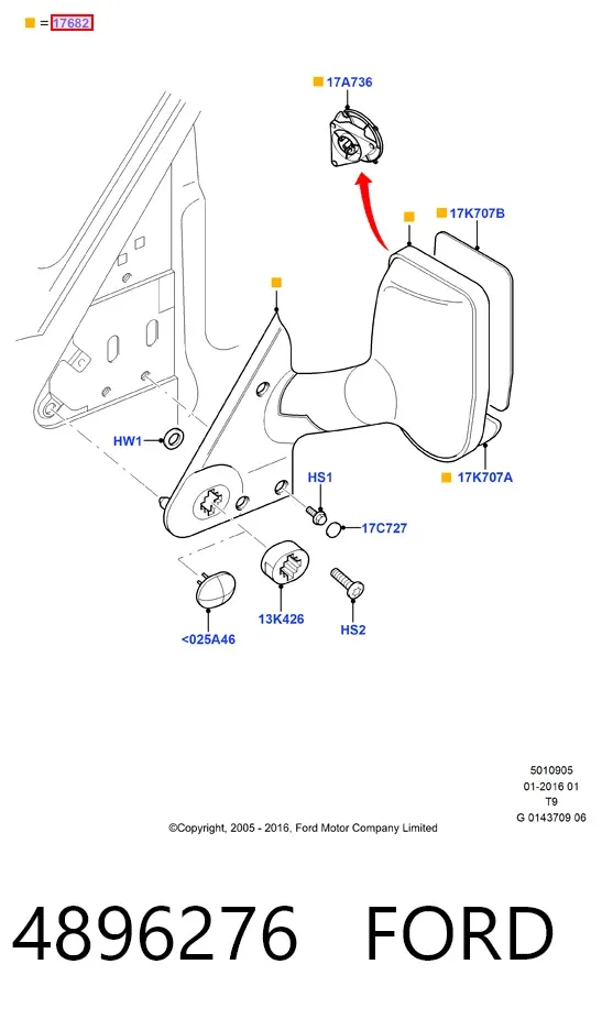 Дзеркало праве 4896276 Ford