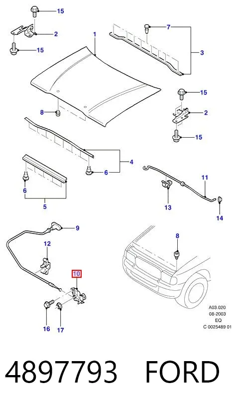 Замок капота 4897793 Ford