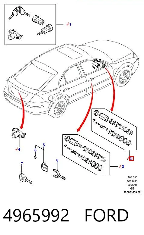 Личинка замка запалювання 4965992 Ford
