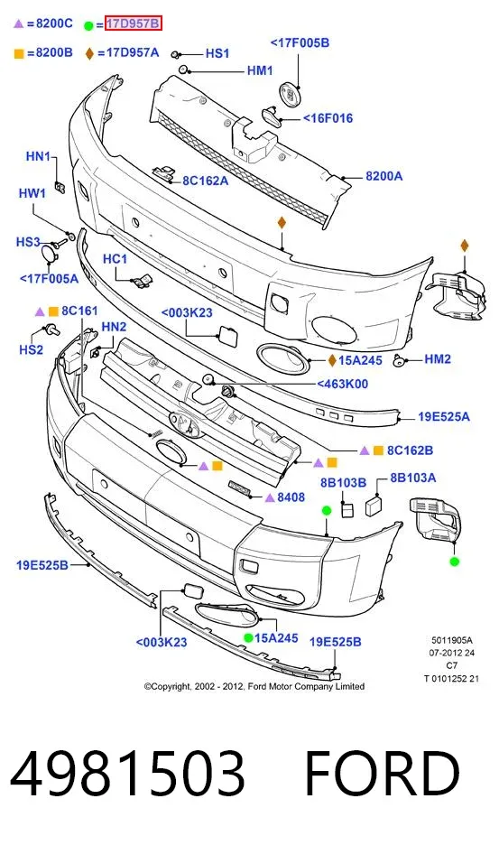 Передній бампер 4981503 Ford