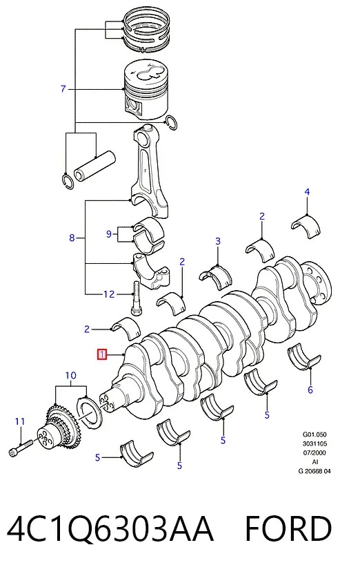 Колінвал 4C1Q6303AA Ford