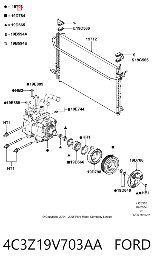 Компресор кондиціонера 4C3Z19V703AA Ford