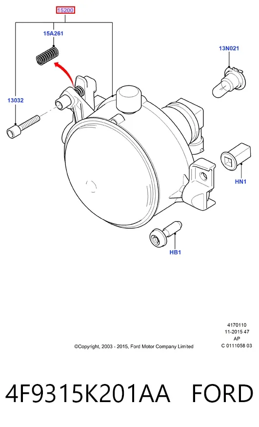 Фара протитуманна, ліва/права 4F9315K201AA Ford