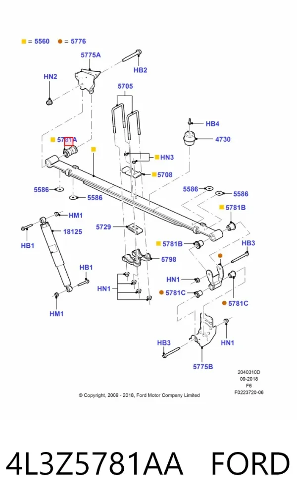 Сайлентблок ресори, передній 4L3Z5781AA Ford