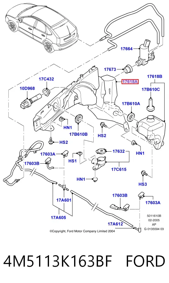 Бачок омивача 4M5113K163BF Ford