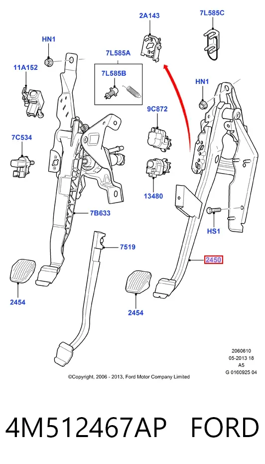 Педаль гальма 4M512467AP Ford