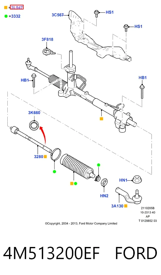 Рульова рейка 4M513200EF Ford