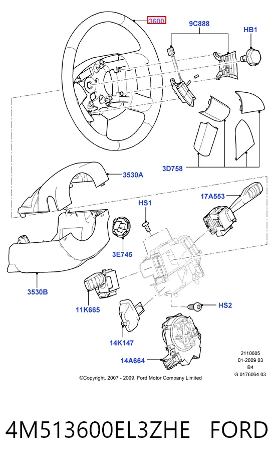 Кермо 4M513600EL3ZHE Ford