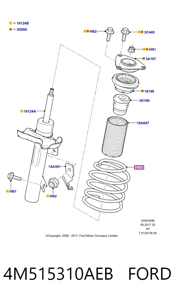 Пружина передня 4M515310AEB Ford