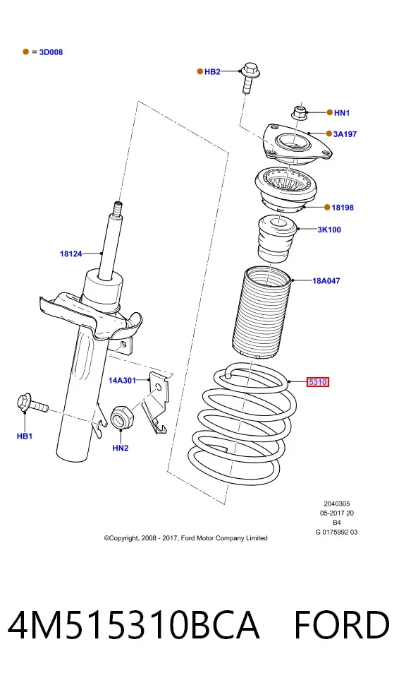Пружина передня 4M515310BCA Ford
