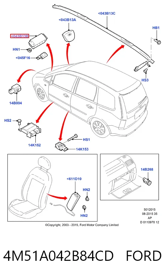 Подушка безпеки, пасажирська, AIRBAG 4M51A042B84CD Ford
