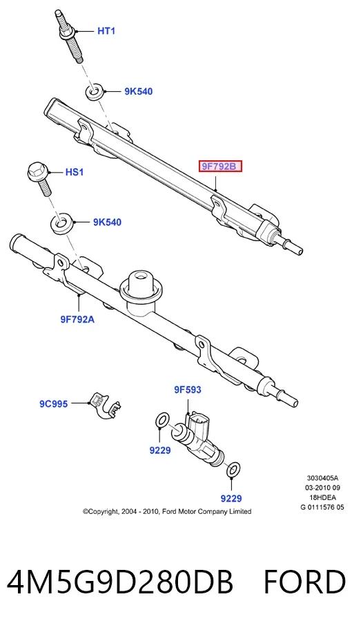 Розподільник палива 4M5G9D280DB Ford