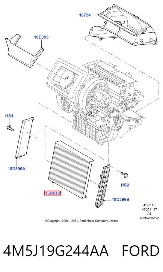 Фільтр салону 4M5J19G244AA Ford