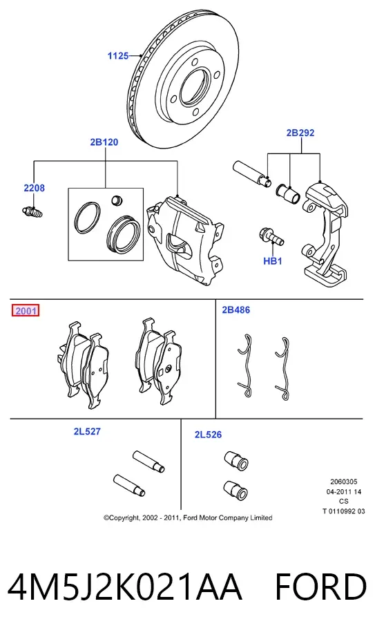 Передні тормозні колодки 4M5J2K021AA Ford
