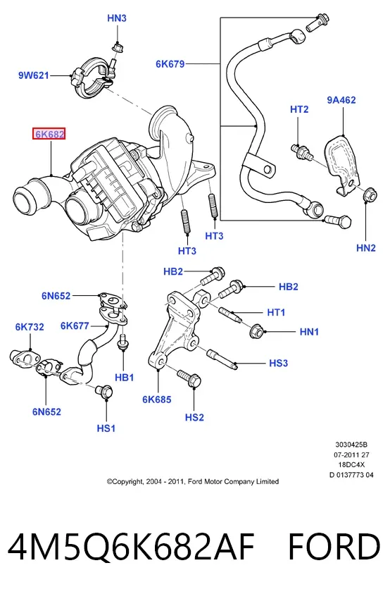 Турбіна 4M5Q6K682AF Ford
