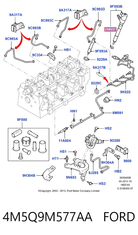 Паливні форсунки 4M5Q9M577AA Ford