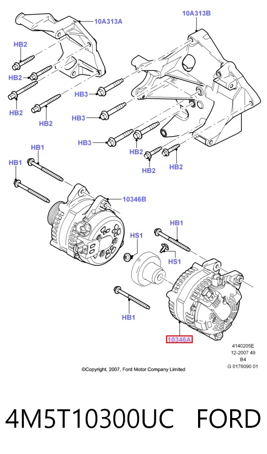 Генератор 4M5T10300UC Ford