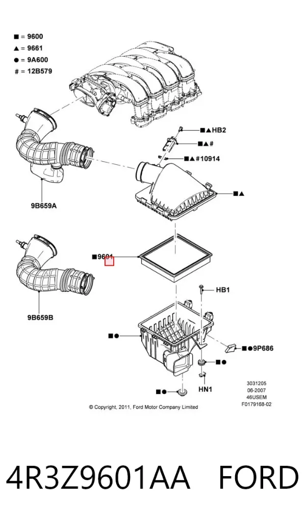 Повітряний фільтр 4R3Z9601AA Ford