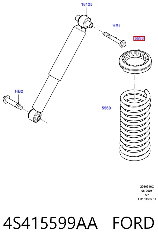 Проставка (гумове кільце) пружини задньої, верхня 4S415599AA Ford