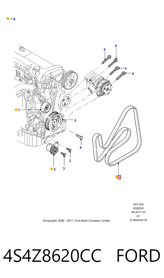 Ремінь генератора 4S4Z8620CC Ford