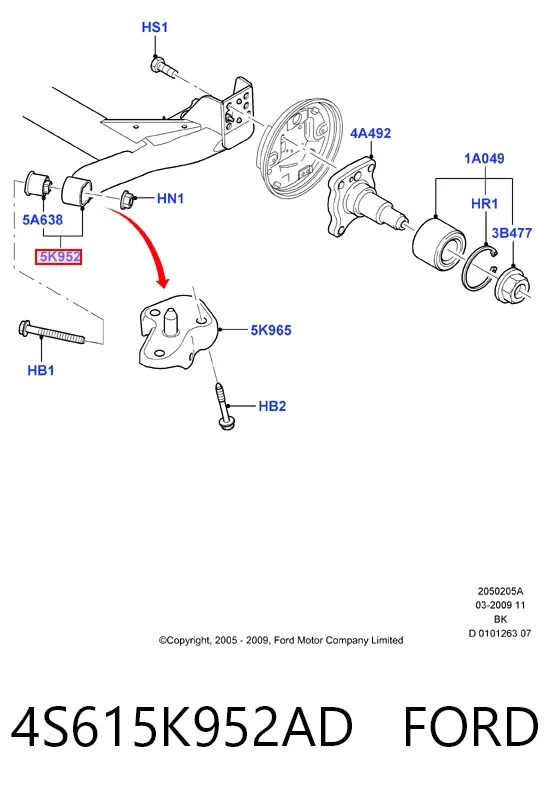 Балка задня 4S615K952AD Ford