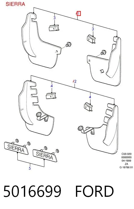 Бризговики передні Ford Sierra II