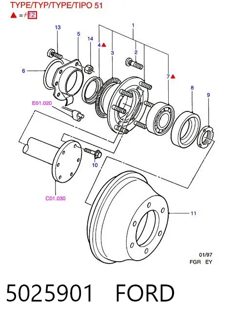Підшипник задньої ступиці 5025901 Ford