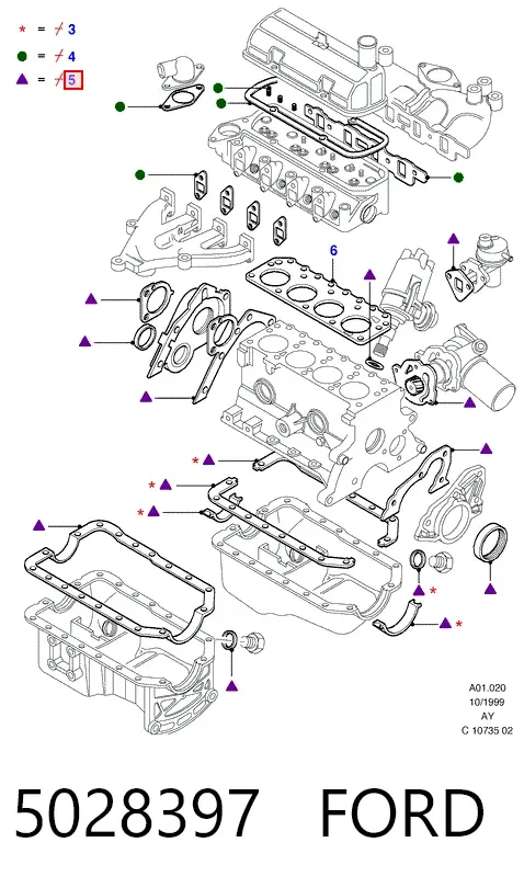 Комплект прокладок Ford Fiesta Mk3